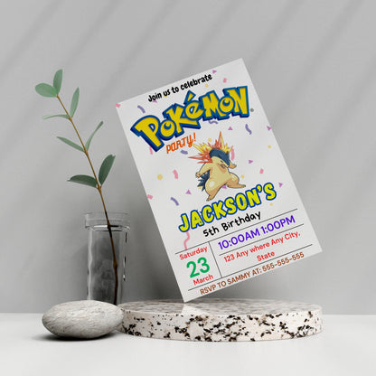 Typhlosion Birthday Invitation Template | Pokemon Invite - CreativeRino