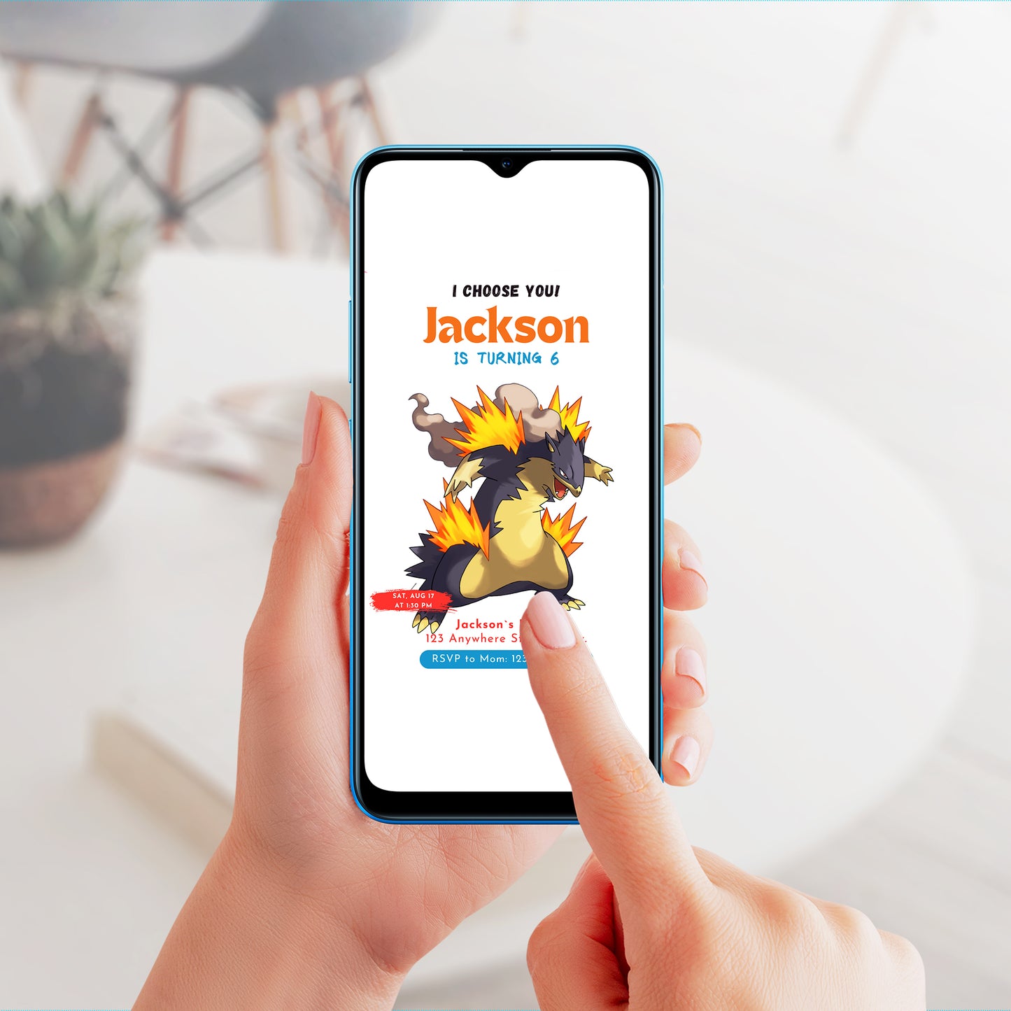 Typhlosion Birthday Party Invitation Template | Pokemon Invite - CreativeRino