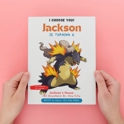 Typhlosion Birthday Party Invitation Template | Pokemon Invite - CreativeRino