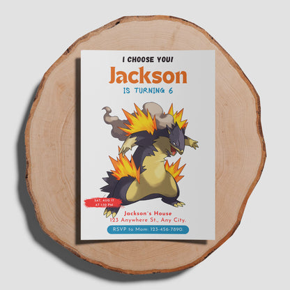 Typhlosion Birthday Party Invitation Template | Pokemon Invite - CreativeRino
