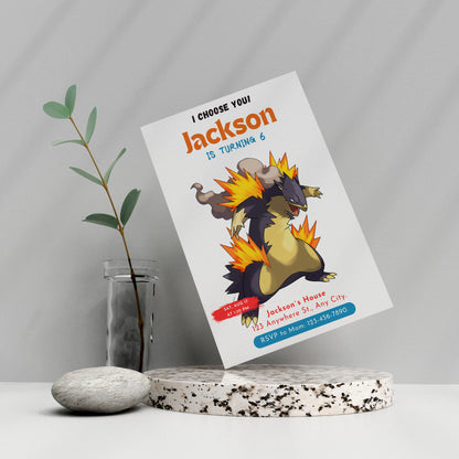 Typhlosion Birthday Party Invitation Template | Pokemon Invite - CreativeRino