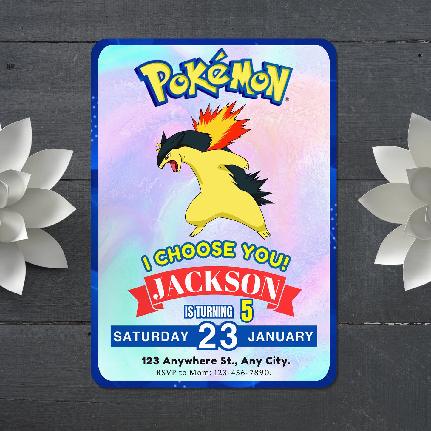 Typhlosion Invitation Template | Pokemon Birthday Invite - CreativeRino