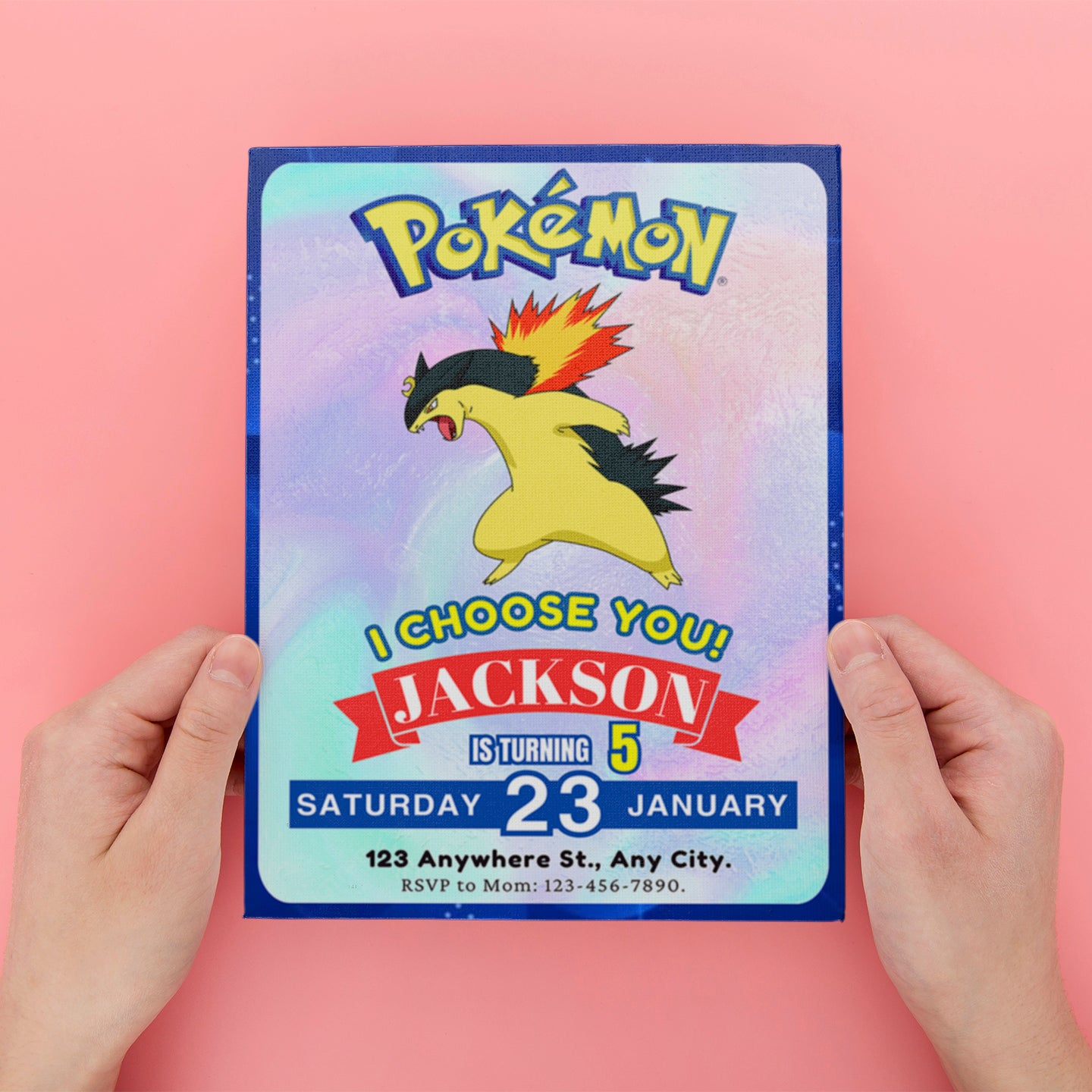 Typhlosion Invitation Template | Pokemon Birthday Invite - CreativeRino