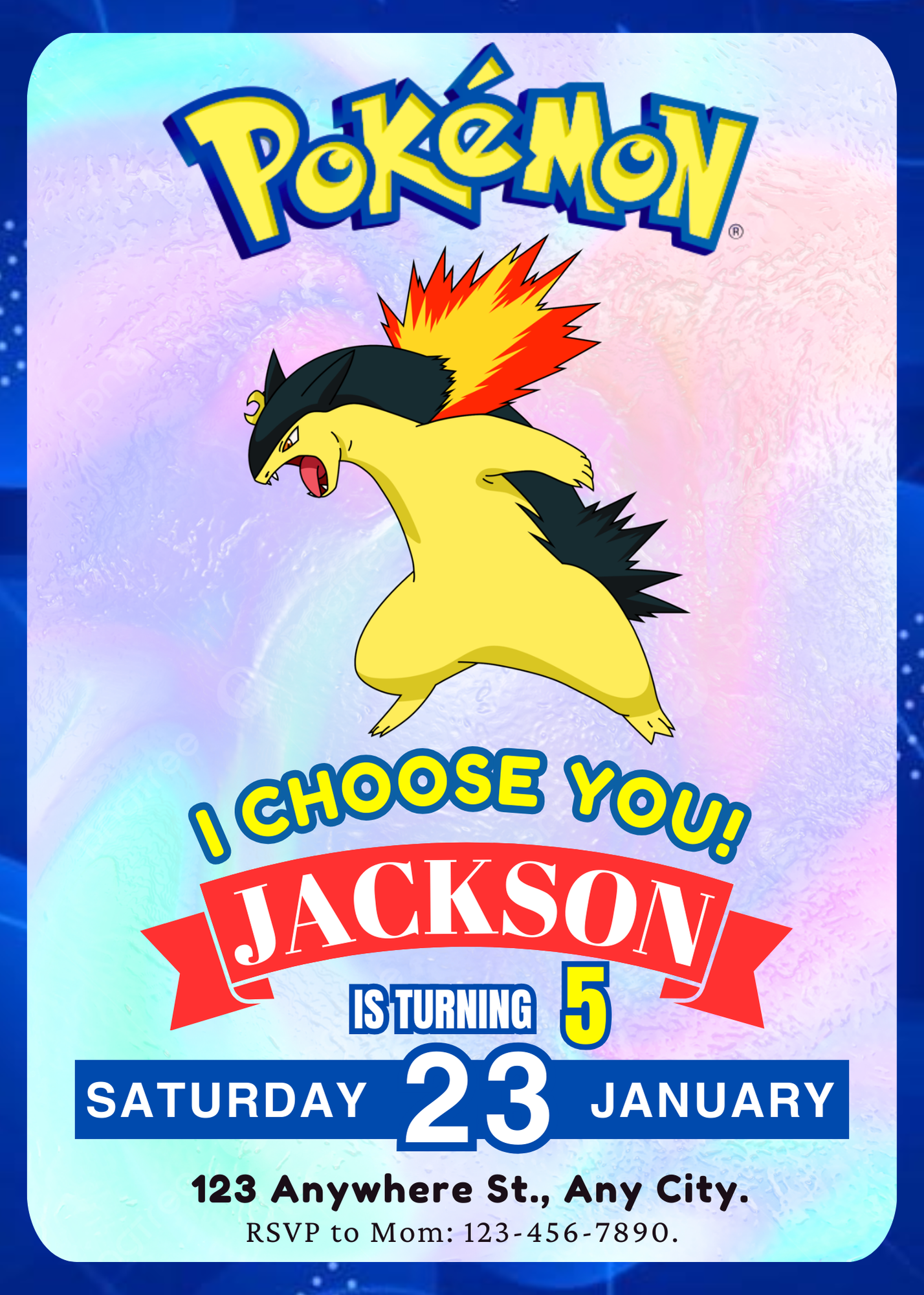 Typhlosion Invitation Template | Pokemon Birthday Invite - CreativeRino
