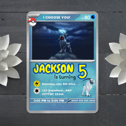 Absol Invitation Template | Pokemon Card Birthday Invite - CreativeRino