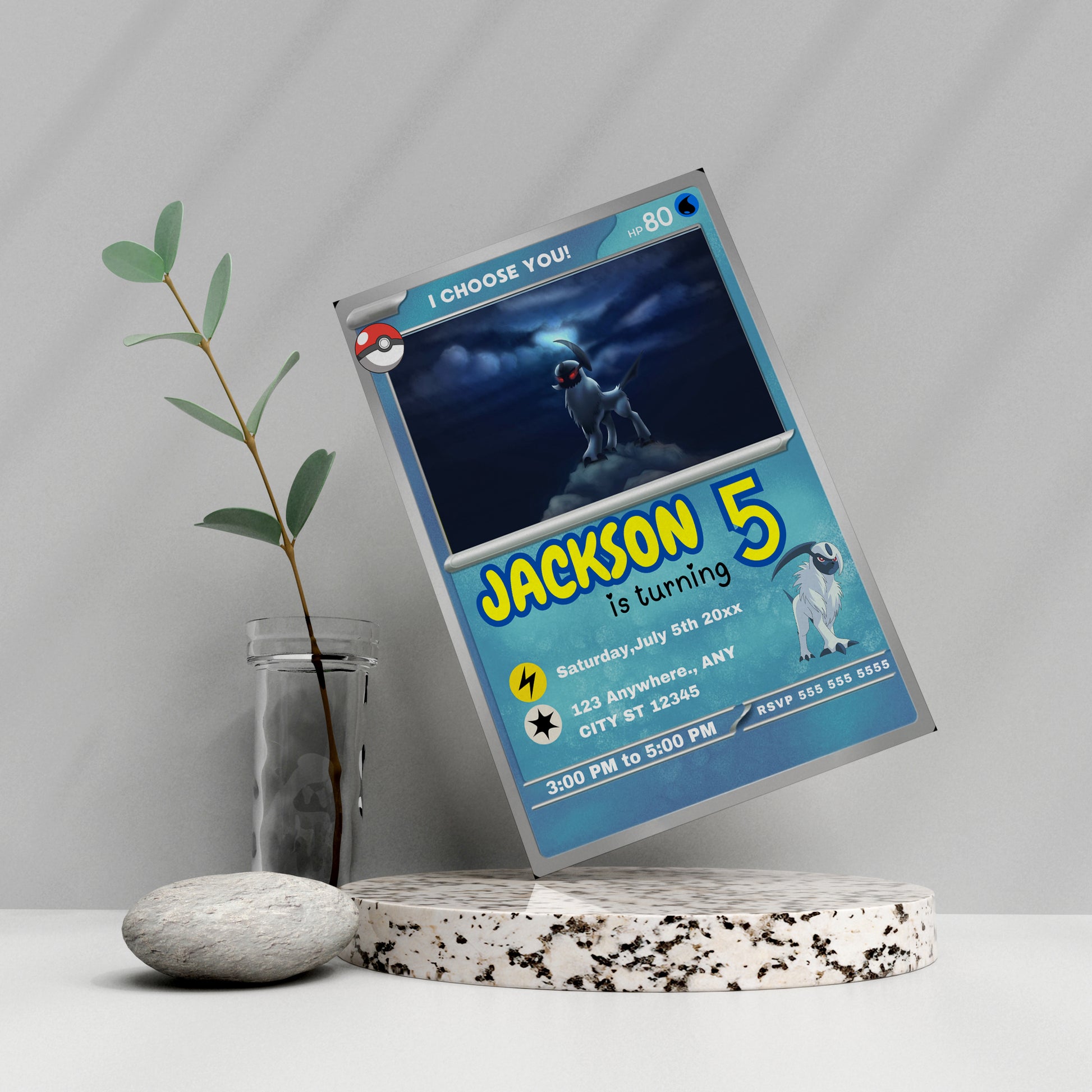 Absol Invitation Template | Pokemon Card Birthday Invite - CreativeRino