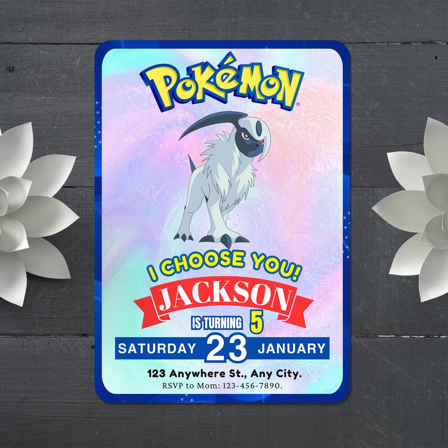 Absol Invitation Template | Pokemon Birthday Invite - CreativeRino