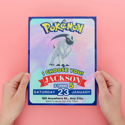 Absol Invitation Template | Pokemon Birthday Invite - CreativeRino