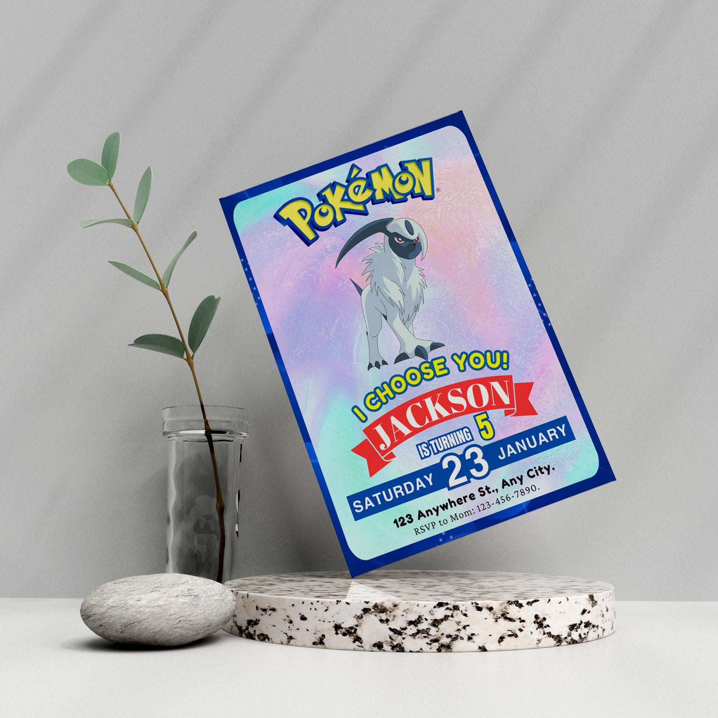 Absol Invitation Template | Pokemon Birthday Invite - CreativeRino