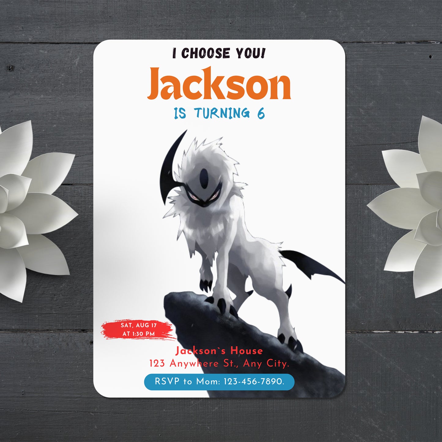 Absol Birthday Party Invitation Template | Pokemon Invite - CreativeRino