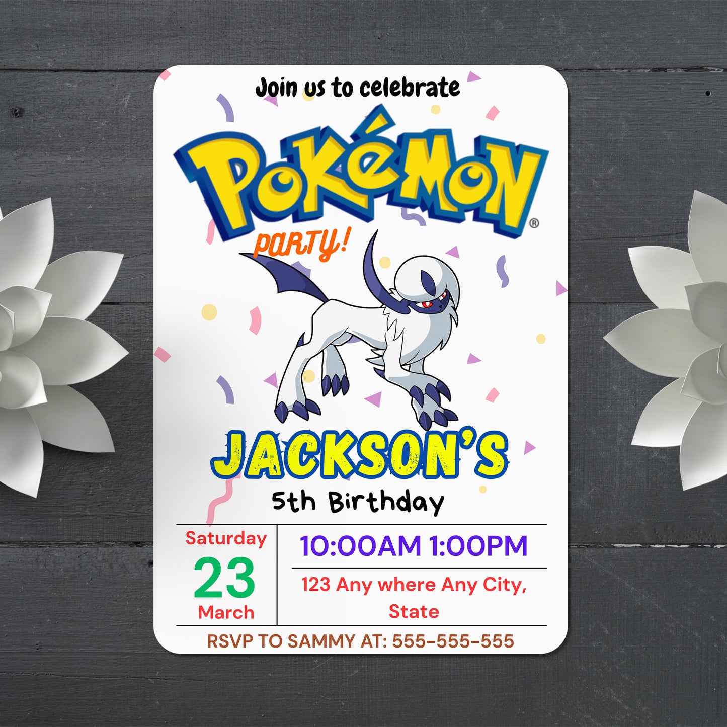 Absol Birthday Invitation Template | Pokemon Invite - CreativeRino