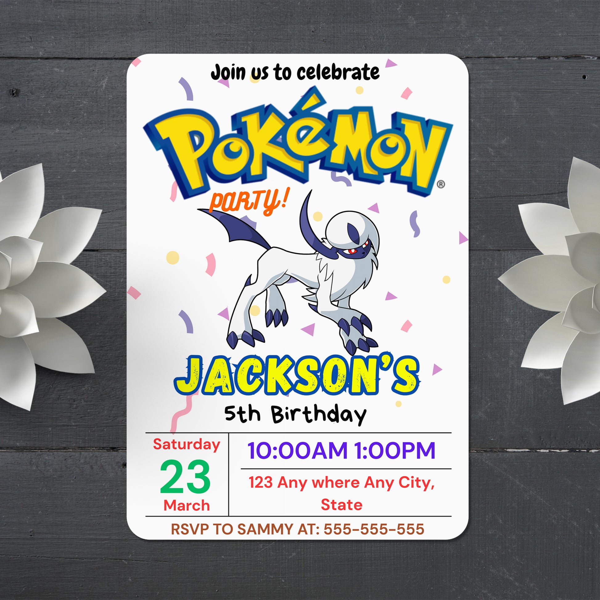 Absol Birthday Invitation Template | Pokemon Invite - CreativeRino