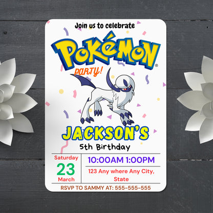 Absol Birthday Invitation Template | Pokemon Invite - CreativeRino