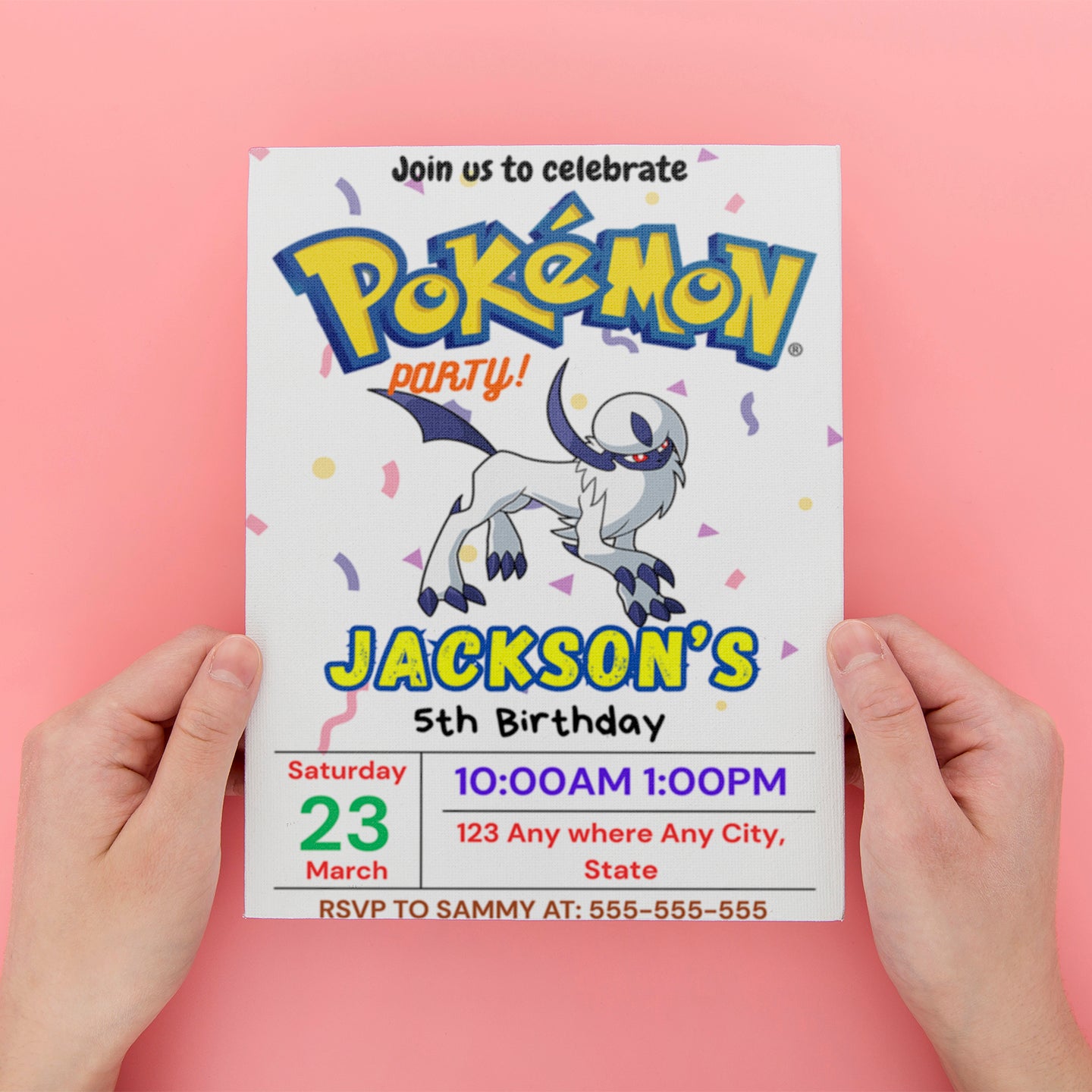 Absol Birthday Invitation Template | Pokemon Invite - CreativeRino