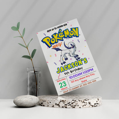 Absol Birthday Invitation Template | Pokemon Invite - CreativeRino