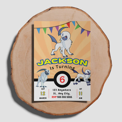 Absol Pokemon Birthday Party Invitation Template - CreativeRino