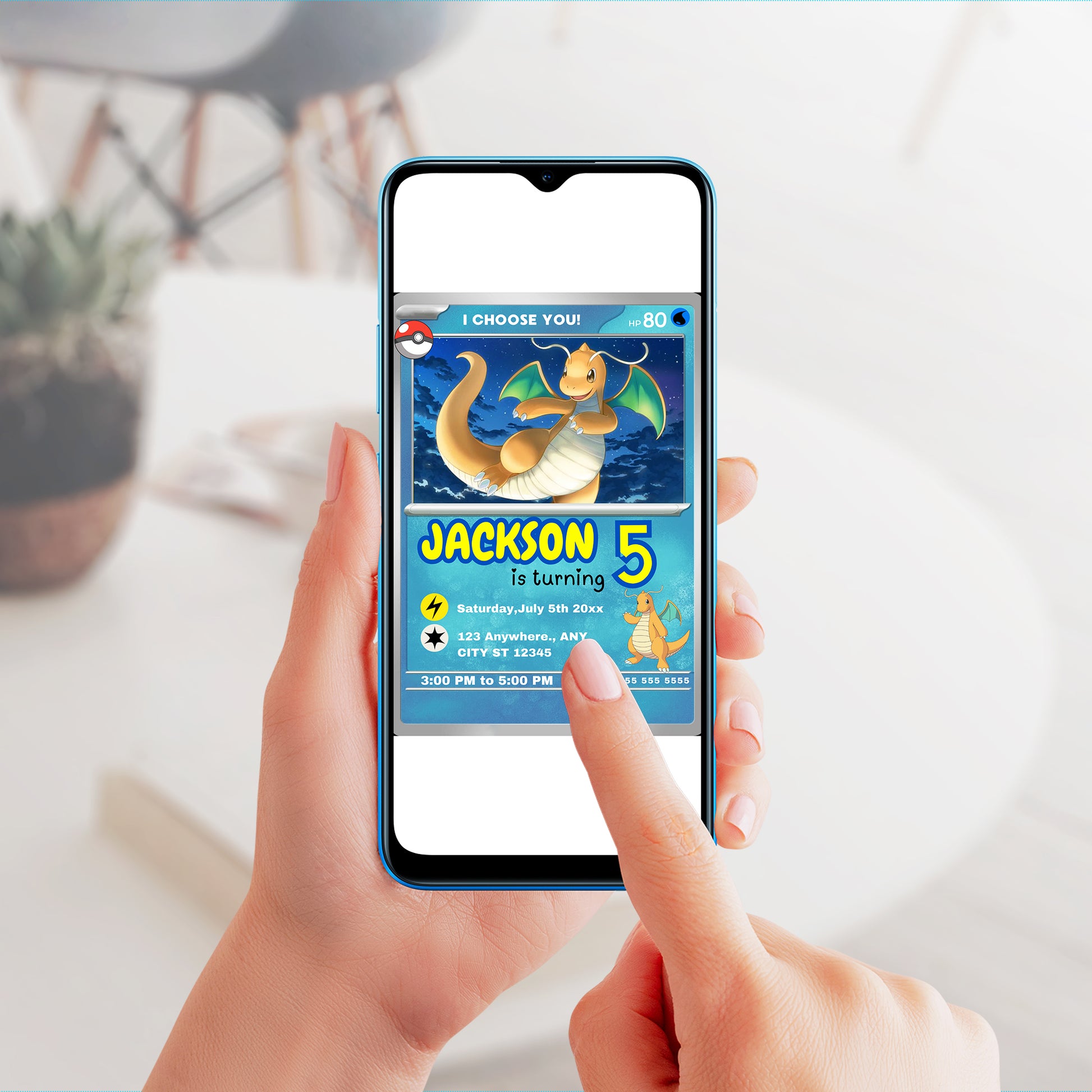 Dragonite Invitation Template | Pokemon Card Birthday Invite - CreativeRino