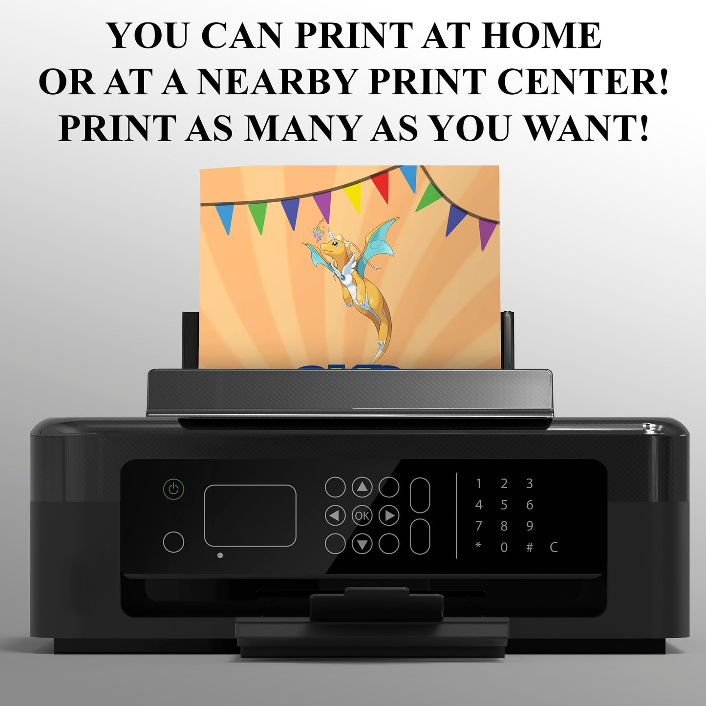 Dragonite Pokemon Birthday Party Invitation Template - CreativeRino