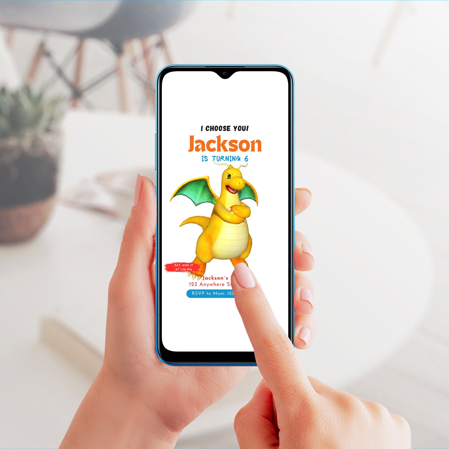 Dragonite Birthday Party Invitation Template | Pokemon Invite - CreativeRino