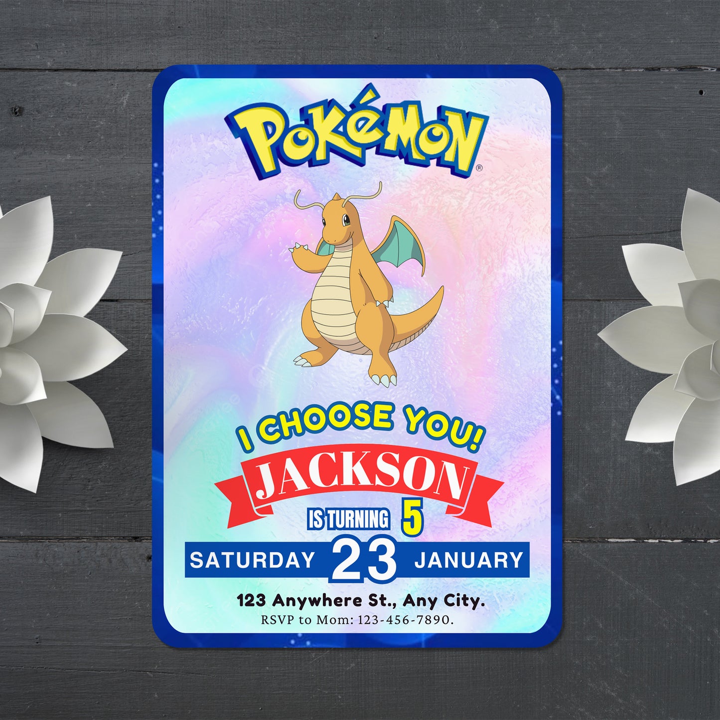 Dragonite Invitation Template | Pokemon Birthday Invite - CreativeRino