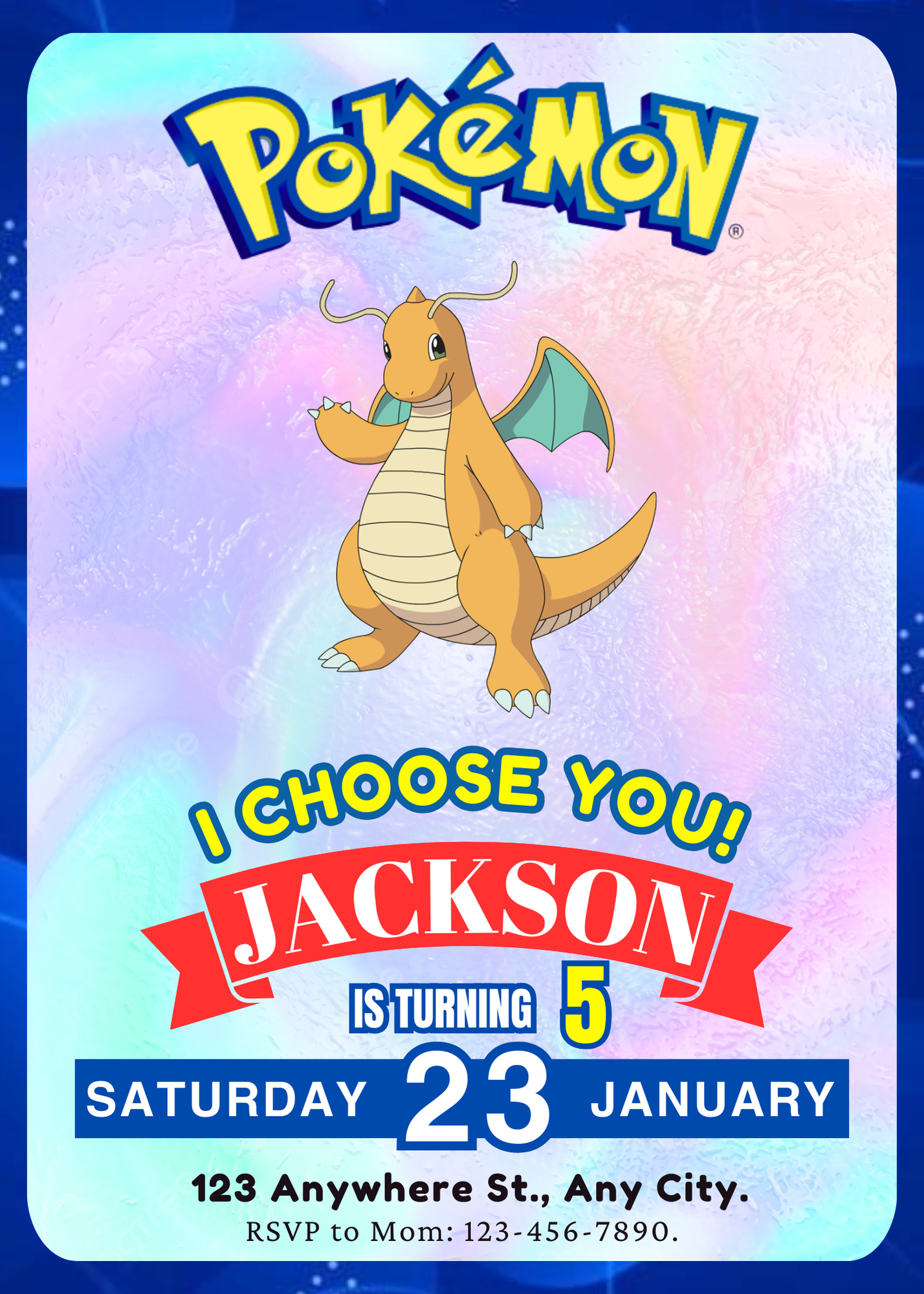 Dragonite Invitation Template | Pokemon Birthday Invite - CreativeRino