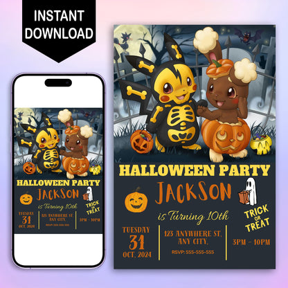 Pokemon Halloween Party Invitation Template - CreativeRino