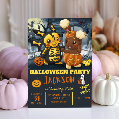 Pokemon Halloween Party Invitation Template - CreativeRino