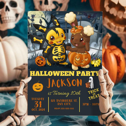Pokemon Halloween Party Invitation Template - CreativeRino