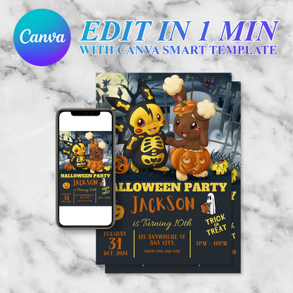 Pokemon Halloween Party Invitation Template - CreativeRino