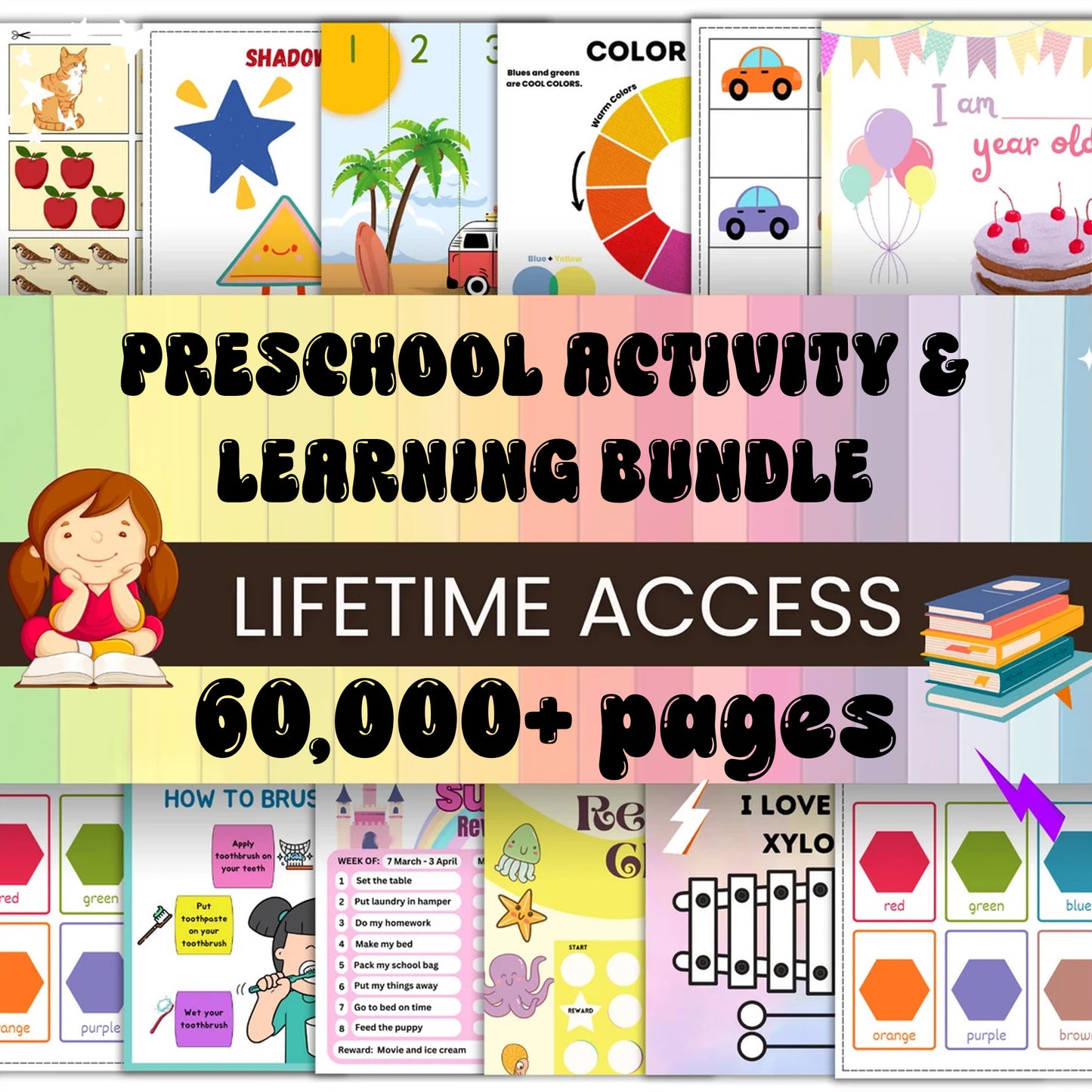 60000+ Preschool & Kindergarten Printable Activity Worksheets Bundle