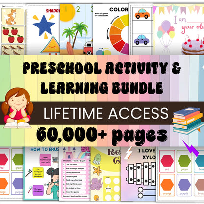 60000+ Preschool & Kindergarten Printable Activity Worksheets Bundle - CreativeRino