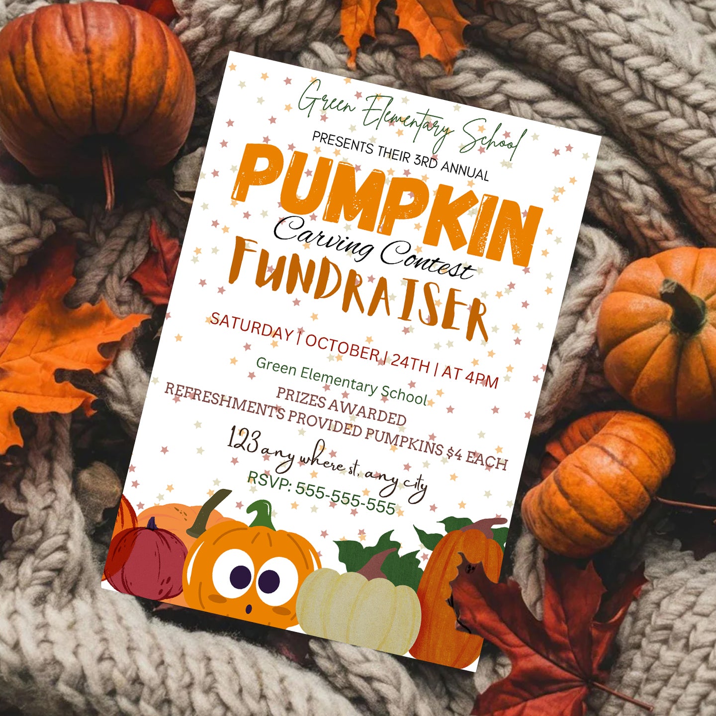 Pumpkin Carving Contest Halloween Fundraiser Invitation Template