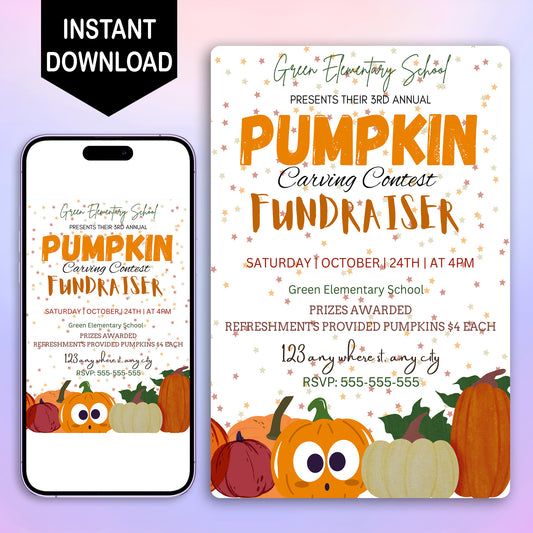 Pumpkin Carving Contest Halloween Fundraiser Invitation Template