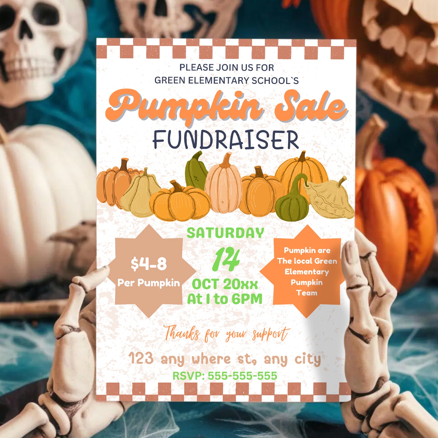 Pumpkin Sale Fundraiser Halloween Invitation Template