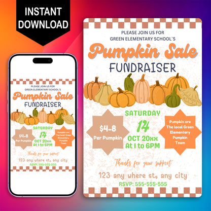 Pumpkin Sale Fundraiser Halloween Invitation Template - CreativeRino