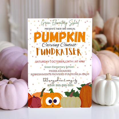Pumpkin Carving Contest Halloween Fundraiser Invitation Template - CreativeRino