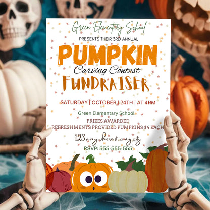 Pumpkin Carving Contest Halloween Fundraiser Invitation Template - CreativeRino