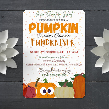 Pumpkin Carving Contest Halloween Fundraiser Invitation Template - CreativeRino