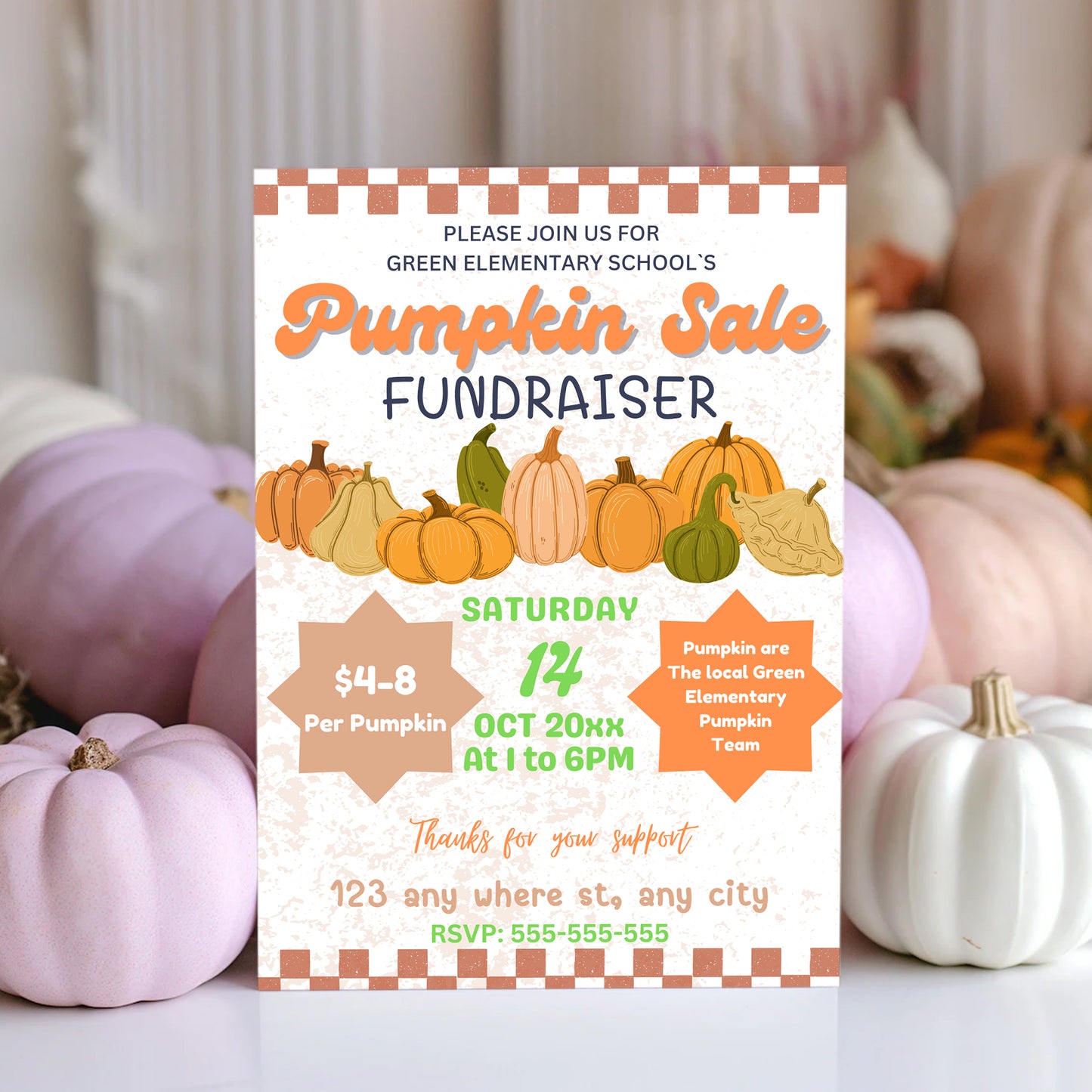 Pumpkin Sale Fundraiser Halloween Invitation Template - CreativeRino