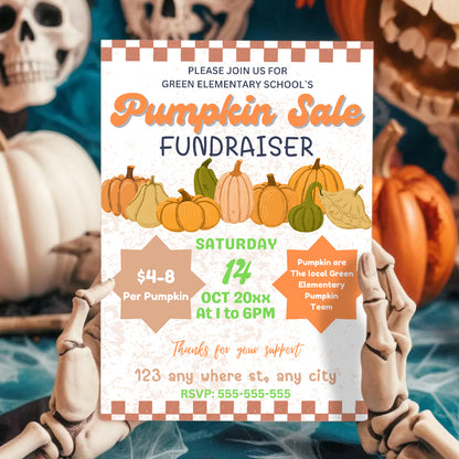 Pumpkin Sale Fundraiser Halloween Invitation Template - CreativeRino