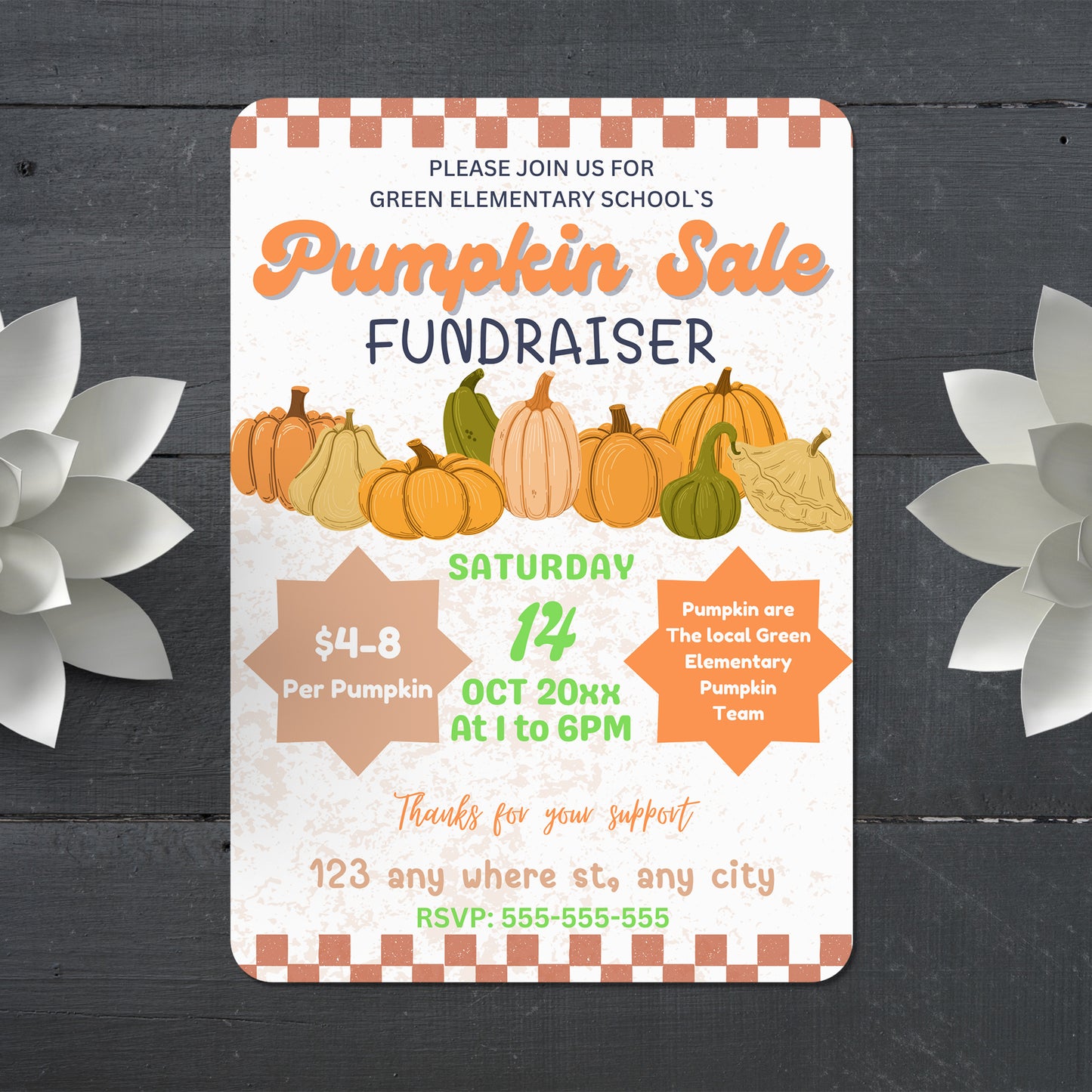 Pumpkin Sale Fundraiser Halloween Invitation Template - CreativeRino