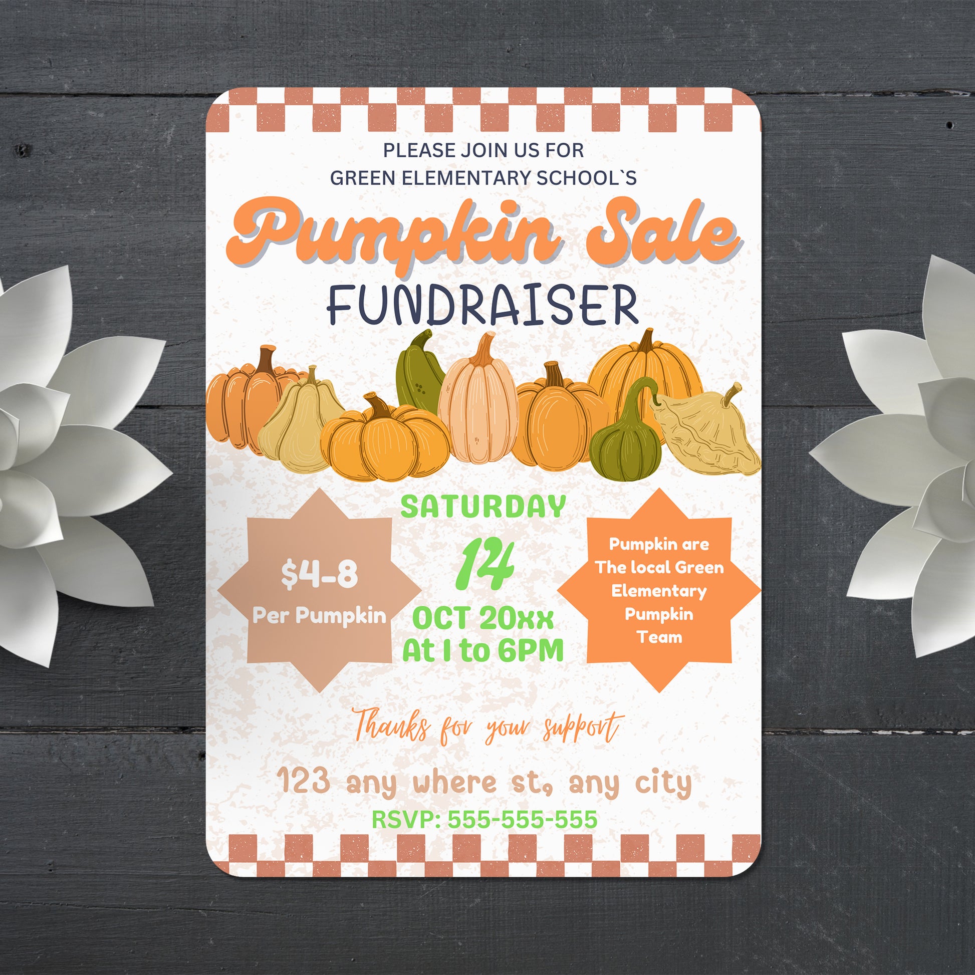 Pumpkin Sale Fundraiser Halloween Invitation Template - CreativeRino
