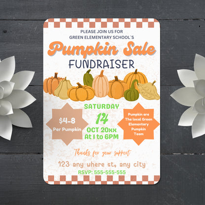 Pumpkin Sale Fundraiser Halloween Invitation Template - CreativeRino