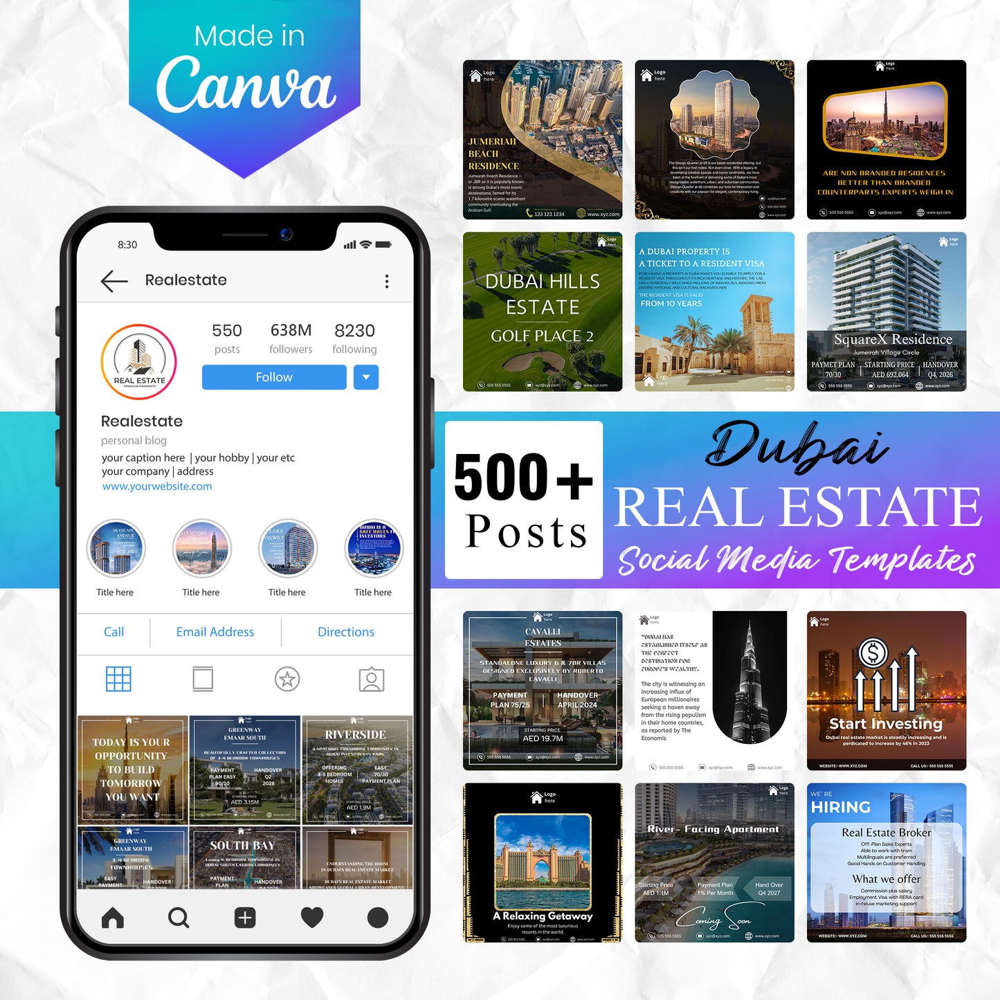 Dubai Real Estate Social Media Templates - For your Instagram, Facebook, LinkedIn