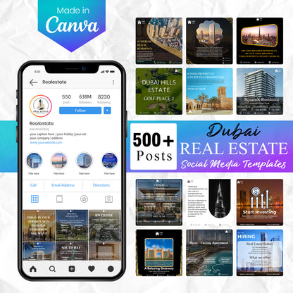 Dubai Real Estate Social Media Templates - For your Instagram, Facebook, LinkedIn - CreativeRino