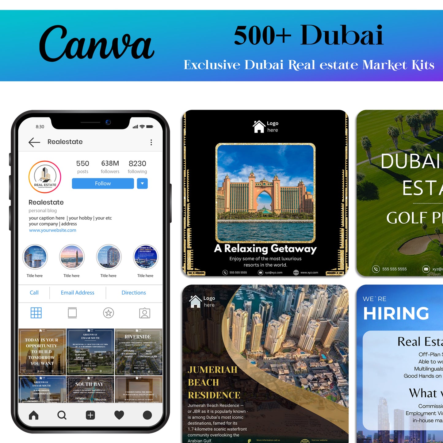 Dubai Real Estate Social Media Templates - For your Instagram, Facebook, LinkedIn