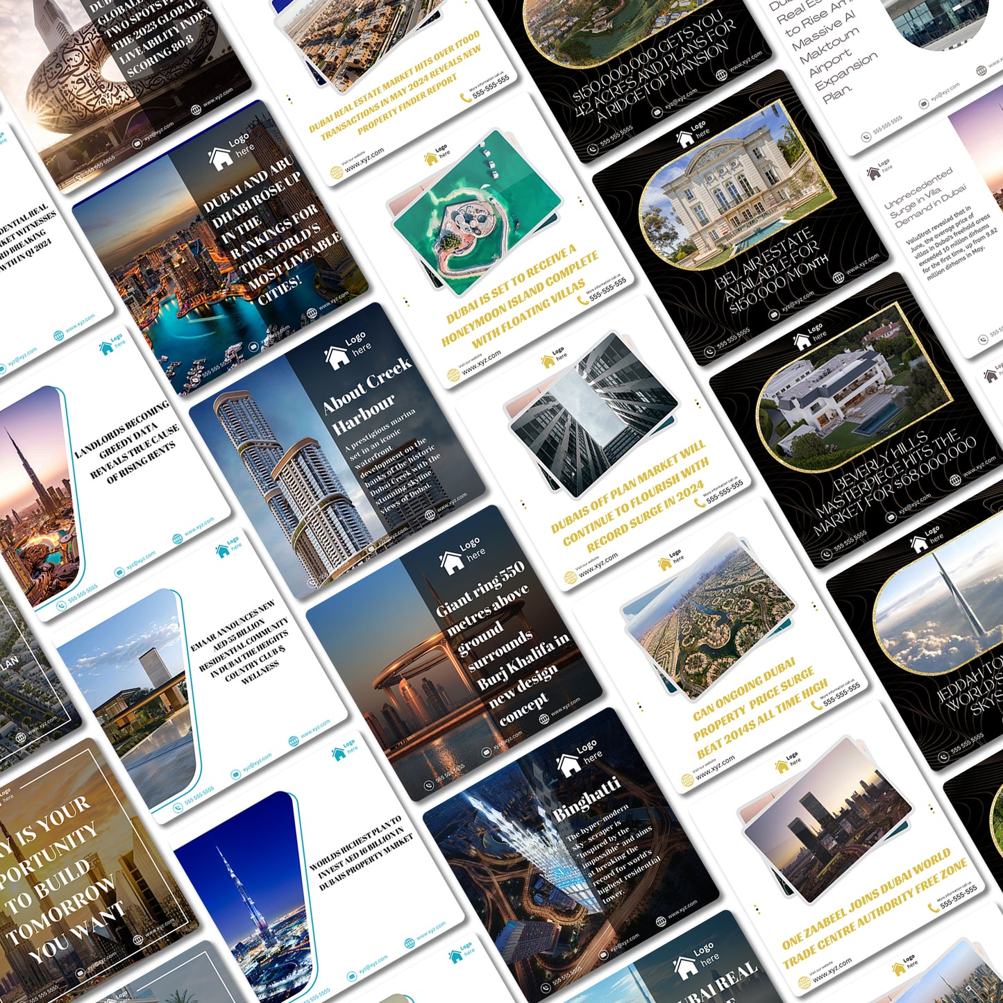 Dubai Real Estate Social Media Templates - For your Instagram, Facebook, LinkedIn - CreativeRino