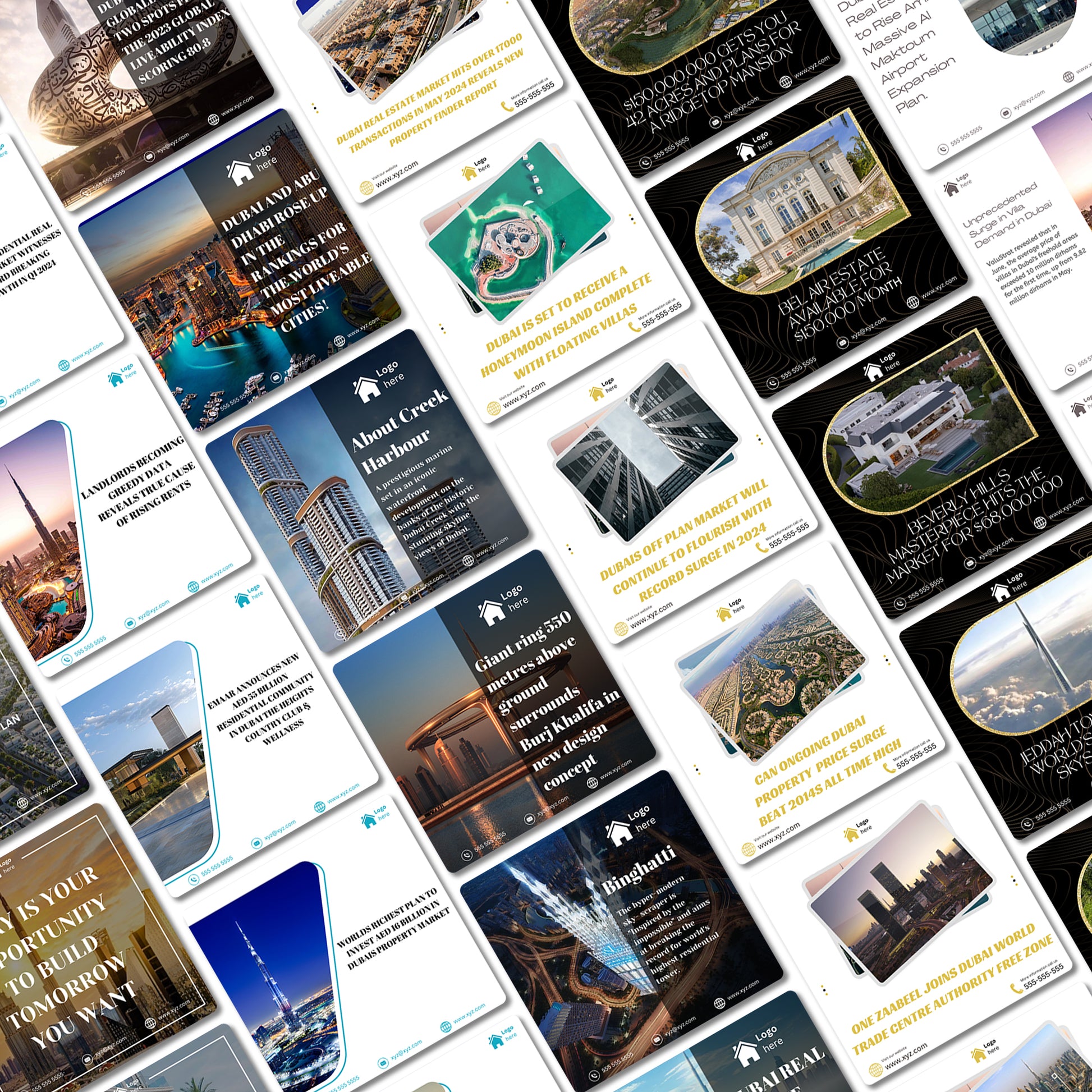 Dubai Real Estate Social Media Templates - For your Instagram, Facebook, LinkedIn - CreativeRino