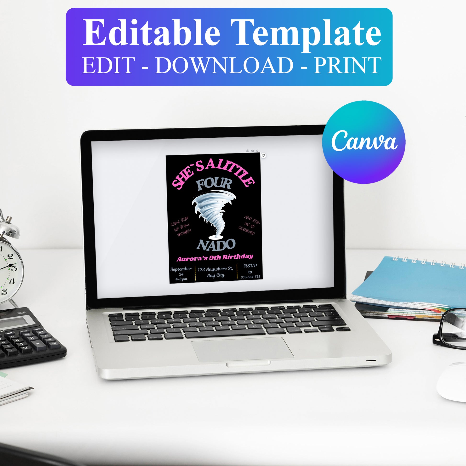 Fournado Tornado Birthday Invitation Template - CreativeRino