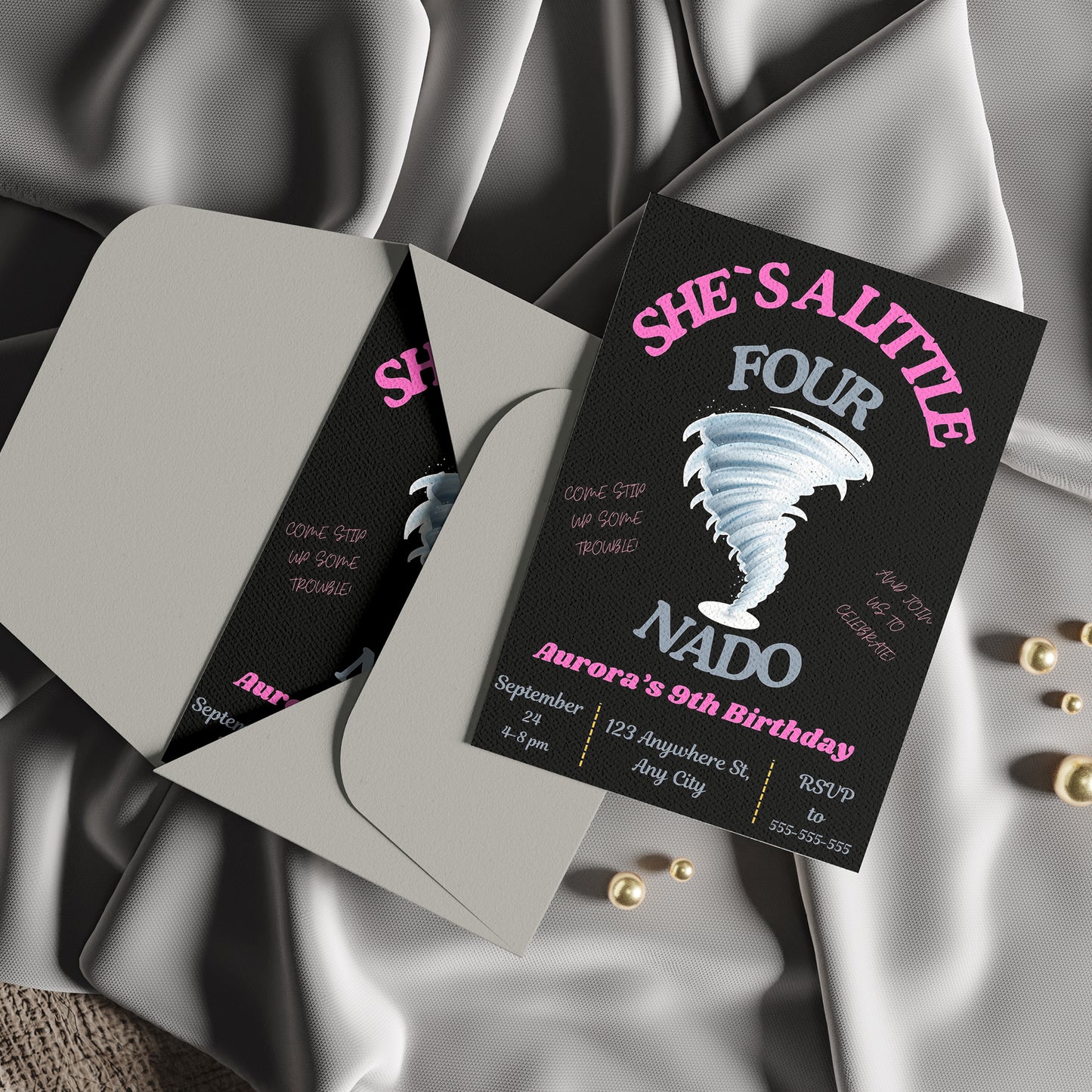 Fournado Tornado Birthday Invitation Template - CreativeRino